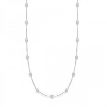 36 inch Long Lab Grown Diamond Station Necklace Strand 14k White Gold (4.00ct)
