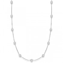 Lab Grown Diamonds By The Yard Station Necklace Bezel-Set 14k White Gold (3.00ct)