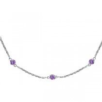 Amethysts Gemstones by The Yard Station Necklace 14k White Gold 1.25ct