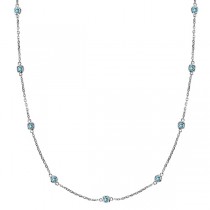 Aquamarine Gemstones by The Yard Station Necklace 14k W. Gold 1.25ct