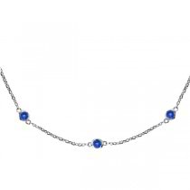 Blue Sapphires Gemstones by The Yard Necklace 14k White Gold 1.25ct