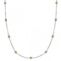 Peridots Gemstones by The Yard Station Necklace 14k White Gold 1.25ct