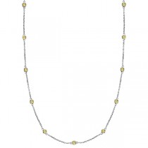 Fancy Yellow Canary Diamond Station Necklace 14k White Gold (1.50ct)