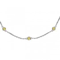 Fancy Yellow Canary Diamond Station Necklace 14k White Gold (0.33ct)