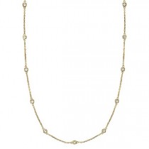 Diamond Station Necklace Bezel-Set in 14k Yellow Gold (1.50 ctw)
