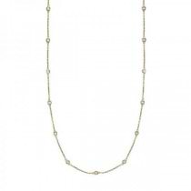 36 inch Long Diamond Station Necklace Strand 14k Yellow Gold (0.66ct)