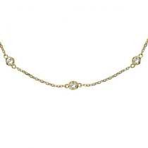36 inch Long Lab Grown Diamond Station Necklace Strand 14k Yellow Gold (0.66ct)