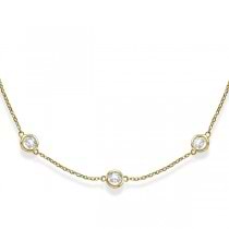 36 Inch Long Lab Grown Diamond Station Necklace Strand 14k Yellow Gold (9.00ct)