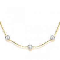 Diamond Station Necklace Bezel-Set in 14k Two Tone Gold (6.00ct)