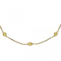 Fancy Yellow Canary Diamond Station Necklace 14k Gold (3.00ct)