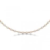 Diamond Station Eternity Necklace in 14k Rose Gold (7.55ct)