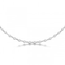 Diamond Station Eternity Necklace in 14k White Gold (1.51ct)