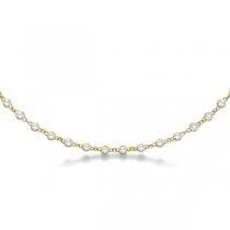 Lab Grown Diamond Station Eternity Necklace in 14k Yellow Gold (3.04ct)