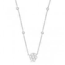 Flower Pendant Diamonds By The Yard Necklace 14k White Gold (2.50ct)