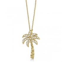 Palm Tree Lab Grown Diamond Pendant Necklace 14k Yellow Gold (0.25ct)