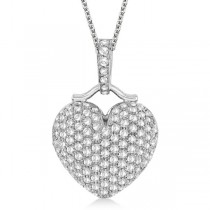 Puffed Heart Diamond Pendant Necklace 14k White Gold (2.55ct)