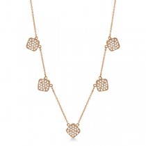 Pave-Set Square Station Diamond Necklace 14k Rose Gold (1.00ct)