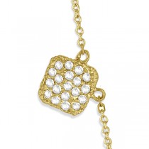 Pave-Set Square Station Diamond Necklace 14k Yellow Gold (1.00ct)