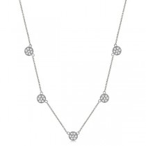 Pave-Set Circle Diamond Station Necklace 14k White Gold (0.75ct)