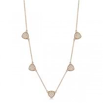 Pave-Set Triangular Station Diamond Necklace 14k Rose Gold (1.06ct)