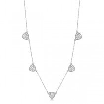 Pave-Set Triangular Station Diamond Necklace 14k White Gold (1.06ct)