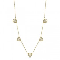 Pave-Set Triangular Station Diamond Necklace 14k Yellow Gold (1.06ct)