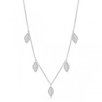 Pave-Set Marquise Station Diamond Necklace 14k White Gold (1.10ct)