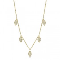 Pave-Set Marquise Station Diamond Necklace 14k Yellow Gold (1.10ct)