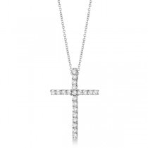 Diamond Cross Pendant Necklace 14kt White Gold (0.75ct)