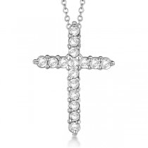 Diamond Cross Pendant Necklace 14kt White Gold (0.50ct)