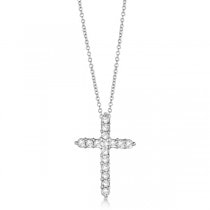 Diamond Cross Pendant Necklace 14kt White Gold (0.50ct)