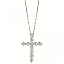 Diamond Cross Pendant Necklace in 18k White Gold (1.01ct)