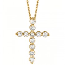Diamond Cross Pendant Necklace in 18k Yellow Gold (1.01ct)