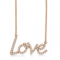 "Love" Diamond Pendant Necklace 14k Rose Gold (0.50ct)