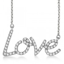 "Love" Diamond Pendant Necklace 14k White Gold (0.50ct)