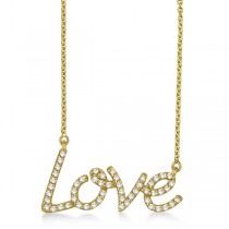 "Love" Diamond Pendant Necklace 14k Yellow Gold (0.50ct)
