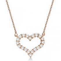 Open Heart Lab Grown Diamond Pendant Necklace 14k Rose Gold (1.00ct)