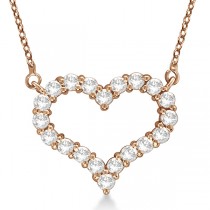 Open Heart Lab Grown Diamond Pendant Necklace 14k Rose Gold (3.10ct)