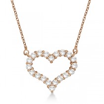 Open Heart Lab Grown Diamond Pendant Necklace 14k Rose Gold (3.10ct)