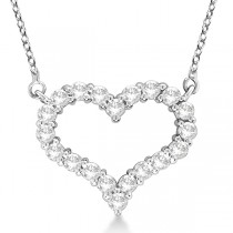 Open Heart Lab Grown Diamond Pendant Necklace 14k White Gold (3.10ct)