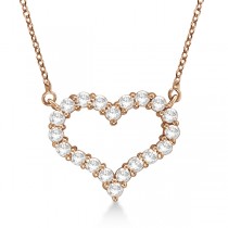 Open Heart Diamond Pendant Necklace 14k Rose Gold (0.50ct)