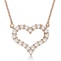 Open Heart Diamond Pendant Necklace 14k Rose Gold (1.00ct)