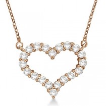 Open Heart Diamond Pendant Necklace 14k Rose Gold (1.50ct)