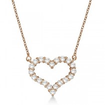 Open Heart Diamond Pendant Necklace 14k Rose Gold (1.50ct)