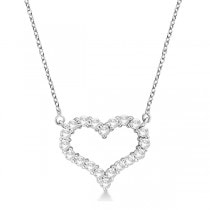 Open Heart Diamond Pendant Necklace 14k White Gold (0.50ct)