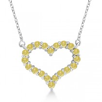 Canary Yellow Diamond Heart Pendant Necklace 14k White Gold (1.00ct)