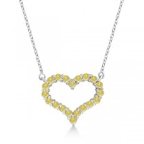Canary Yellow Diamond Heart Pendant Necklace 14k White Gold (1.00ct)