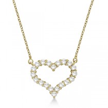 Open Heart Diamond Pendant Necklace 14k Yellow Gold (1.00ct)