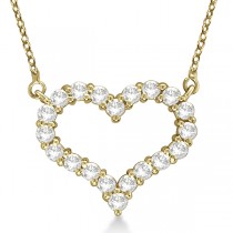 Open Heart Diamond Pendant Necklace 14k Yellow Gold (3.10ct)