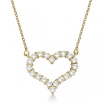 Open Heart Diamond Pendant Necklace 14k Yellow Gold (3.10ct)